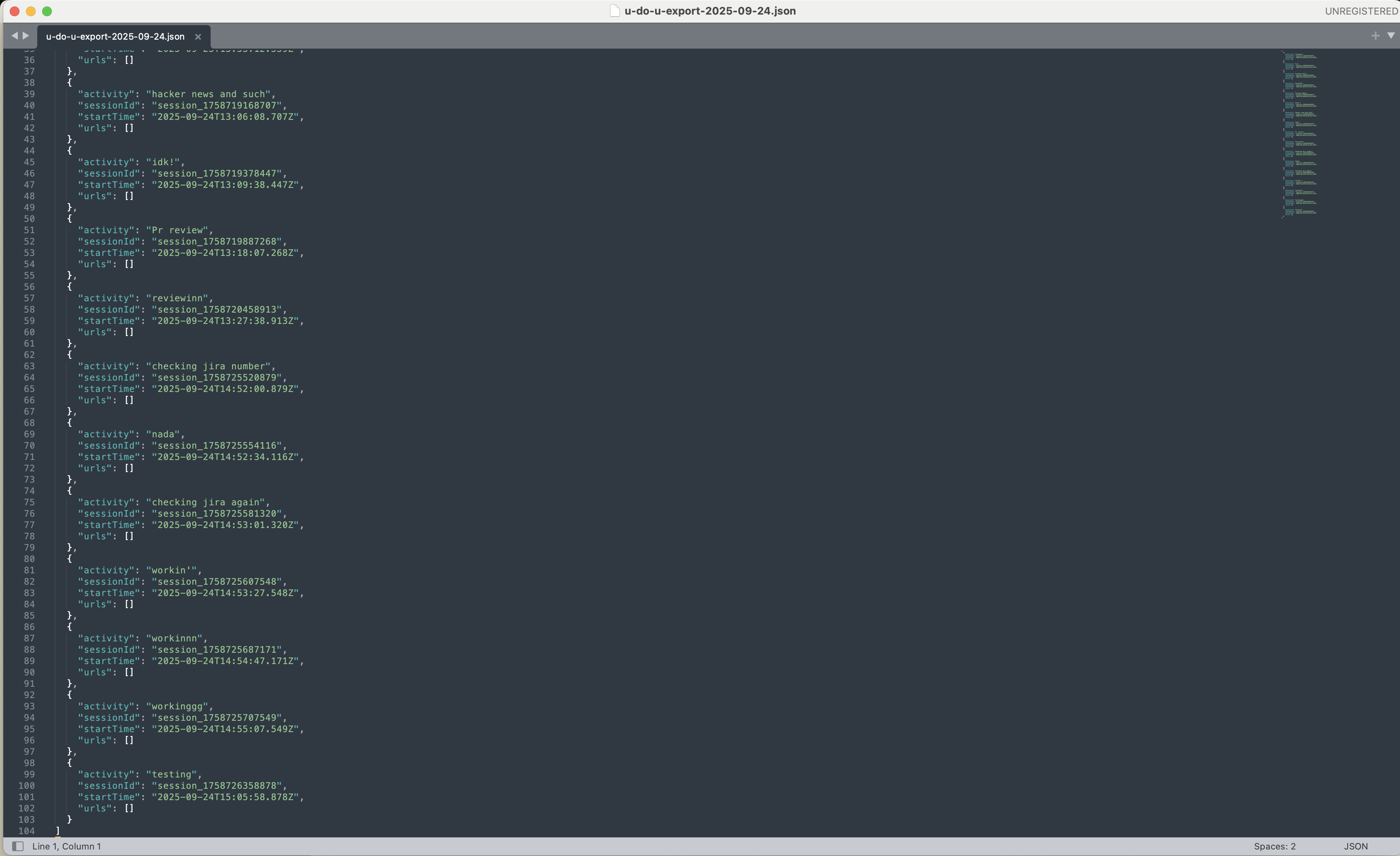u-do-u JSON export